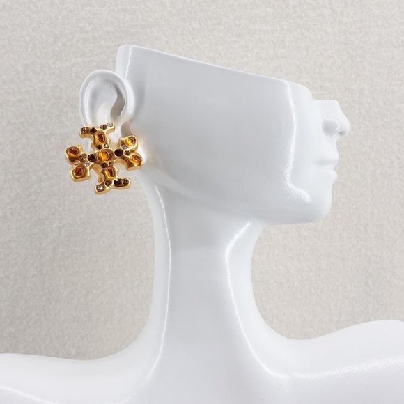 Tory Burch Jewelry - Tory Burch Women's Roxanne Double T Cross Stud Earrings Gold OS